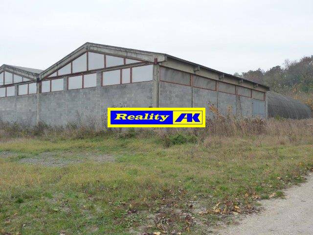 Exteriér skladu a haly v Trnave v prírodnom prostredí.